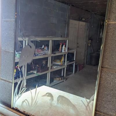 Vintage Frosted Bird Mirror Approx 22" x 27"