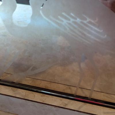 Vintage Frosted Bird Mirror Approx 22" x 27"