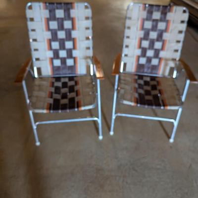 Vintage Folding Webbed Lawn Chairs