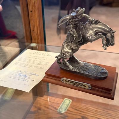Small Pewter "Bronco Buster" Statue with COA - 5" Tall - Anne McGrory/Chilmark