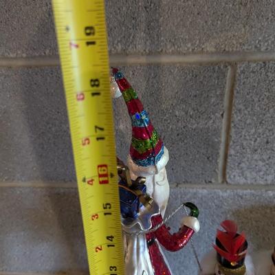 Santa Figure Red Plastic Candelabra & Holiday Lane King Musical Nutcracker Trio
