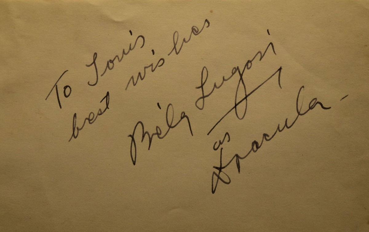Bella Lugosi Count Dracula signature slip | EstateSales.org