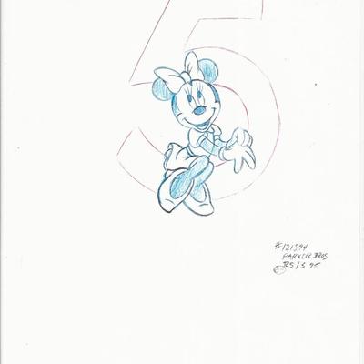 Disney Minnie Mouse original hand drawn art for Parker Bros. Hasbro Crazy 8's card game