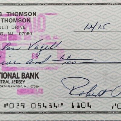 MLB star Bobby Thomson signed check