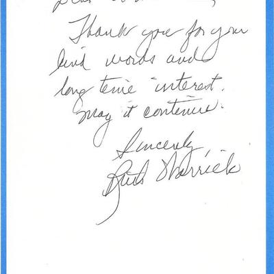 Ruth Warrick signed letter