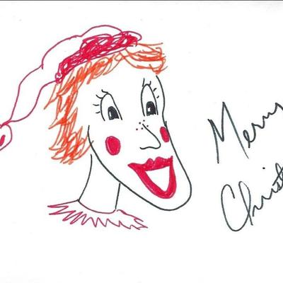 Carol Burnett signed hand drawn Christmas Card