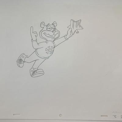 Super Sugar Crisp cereal bear original ad sketch designed by Robert "Bob" Irwin