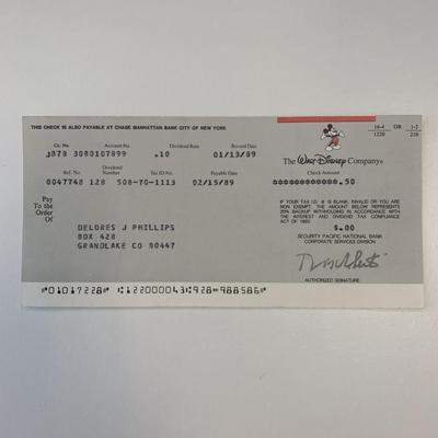 Walt Disney stock dividend check