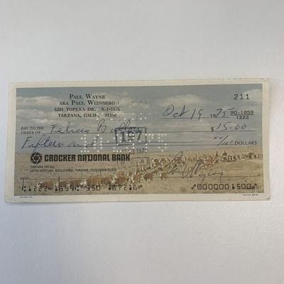 Threes Company Paul Wayne signed check