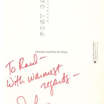 John Forsythe signed postcard