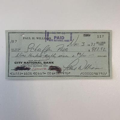 Paul Williams signed check