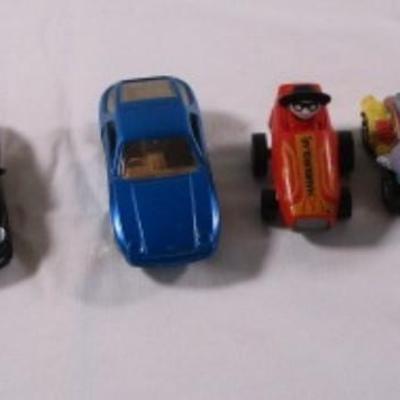 8 toy cars, various brands