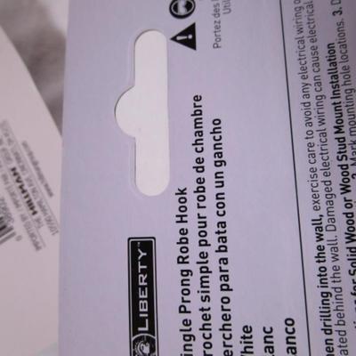 Drywall anchors, pictures hangers, single-prong robe hooks