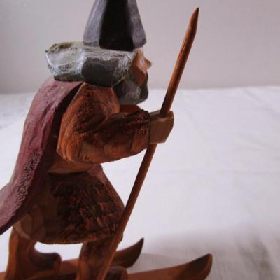 Hand-carved Viking skier