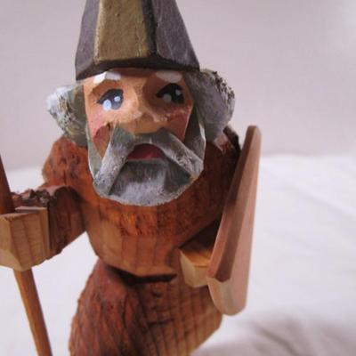 Hand-carved Viking skier