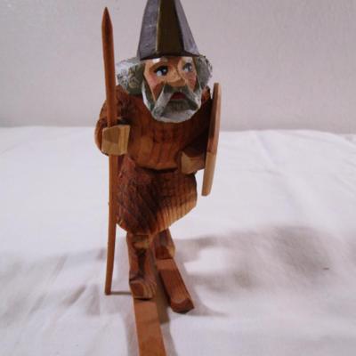 Hand-carved Viking skier