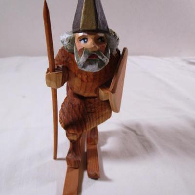 Hand-carved Viking skier