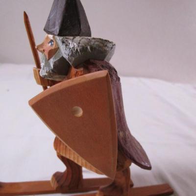 Hand-carved Viking skier