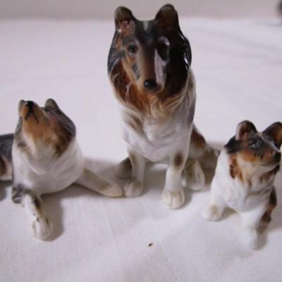 3 collies with bisque finish