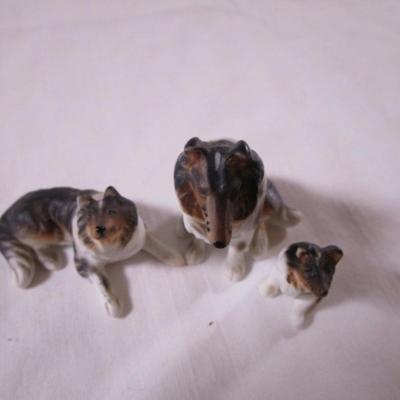 3 collies with bisque finish