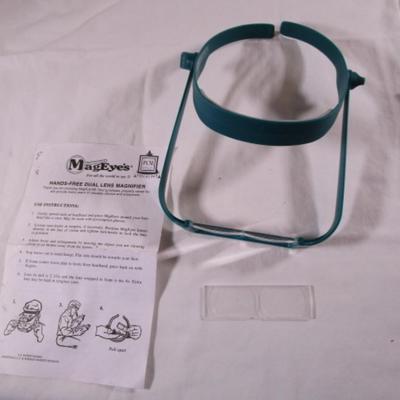 Mageyes, hands-free dual lens magnifier
