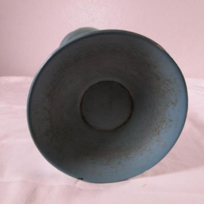Vintage tall candlestick, hand-painted teal