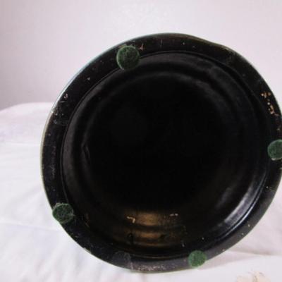 Vintage tall candlestick, hand-painted teal