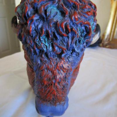 Multicolored Bison bust figurine