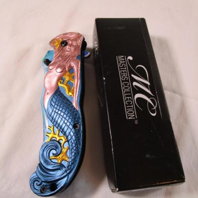 Master's Collection 3D mermaid spring assisted pocket knife