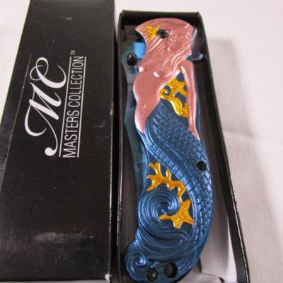 Master's Collection 3D mermaid spring assisted pocket knife