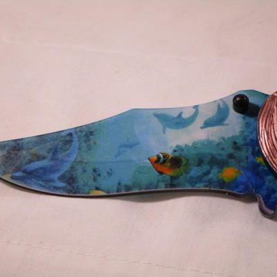 Master's Collection 3D mermaid spring assisted pocket knife
