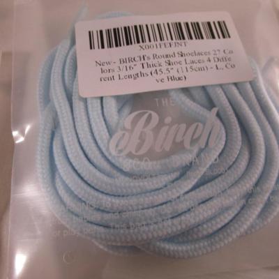 3 pr Birch shoe laces, 1 pr elastic shoe laces