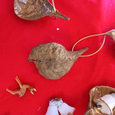 VINTAGE CHRISTMAS ORNAMENTS MADE FROM TREE PODS