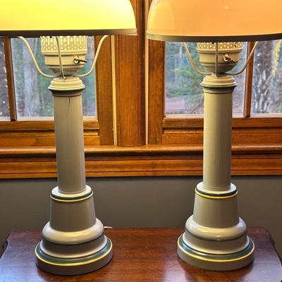 Vianna France Twin Vintage Blue Lamps