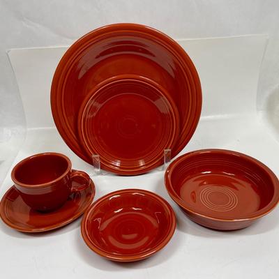 Fiestaware Place Setting Persimmon 6 pc Plates Bowls Cup & Saucer