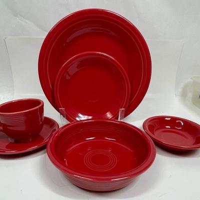 Fiestaware Place Setting Scarlet Red 6 pc Plates Bowls Cup & Saucer