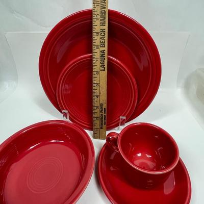 Fiestaware Place Setting Scarlet Red 5 pc Plates Bowls Cup & Saucer
