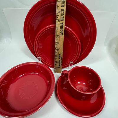 Fiestaware Place Setting Scarlet Red 5 pc Plates Bowls Cup & Saucer
