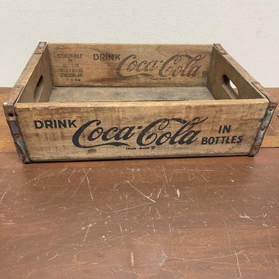 Vintage Wooden Coca-Cola Bottle Crate Black Script Coke Wood Box
