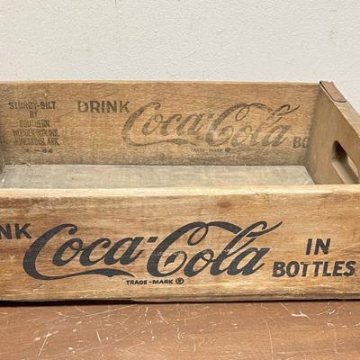 Vintage Wooden Coca-Cola Bottle Crate Black Script Coke Wood Box
