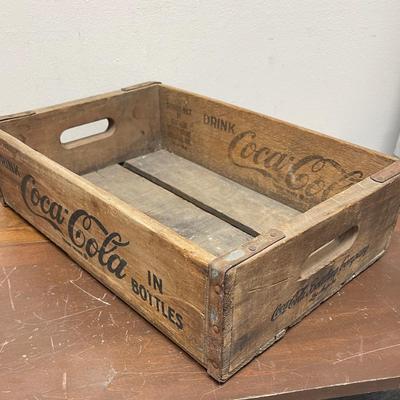 Vintage Wooden Coca-Cola Bottle Crate Black Script Coke Wood Box