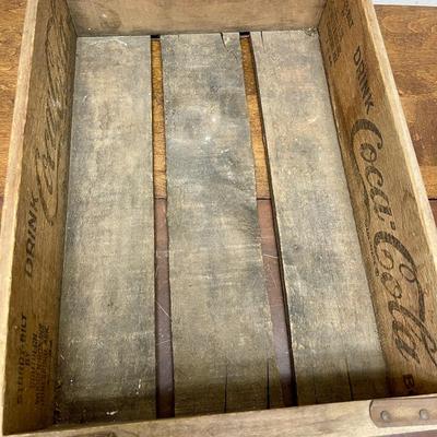 Vintage Wooden Coca-Cola Bottle Crate Black Script Coke Wood Box