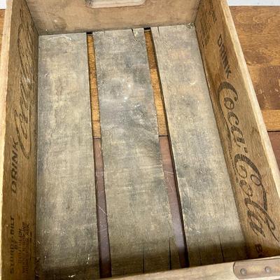 Vintage Wooden Coca-Cola Bottle Crate Black Script Coke Wood Box