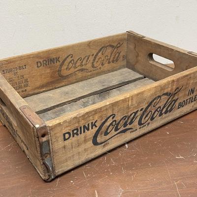 Vintage Wooden Coca-Cola Bottle Crate Black Script Coke Wood Box