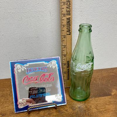 Coca Cola Coke Glass Bottle and small square mirror