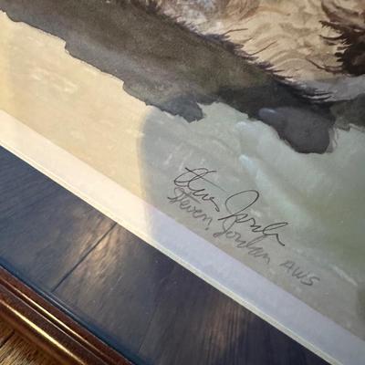 FRAMED TERRIER ART, CHIPPENDALE MIRROR