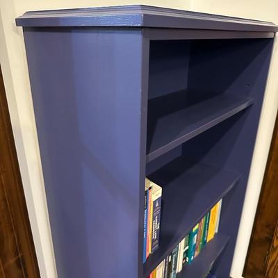 BLUE BOOKSHELF WITH CONTENTS