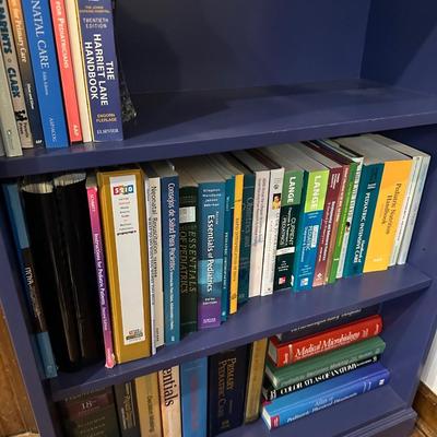 BLUE BOOKSHELF WITH CONTENTS