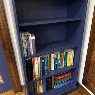 BLUE BOOKSHELF WITH CONTENTS