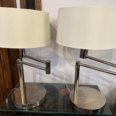 PAIR RALPH LAUREN CHROME LAMPS